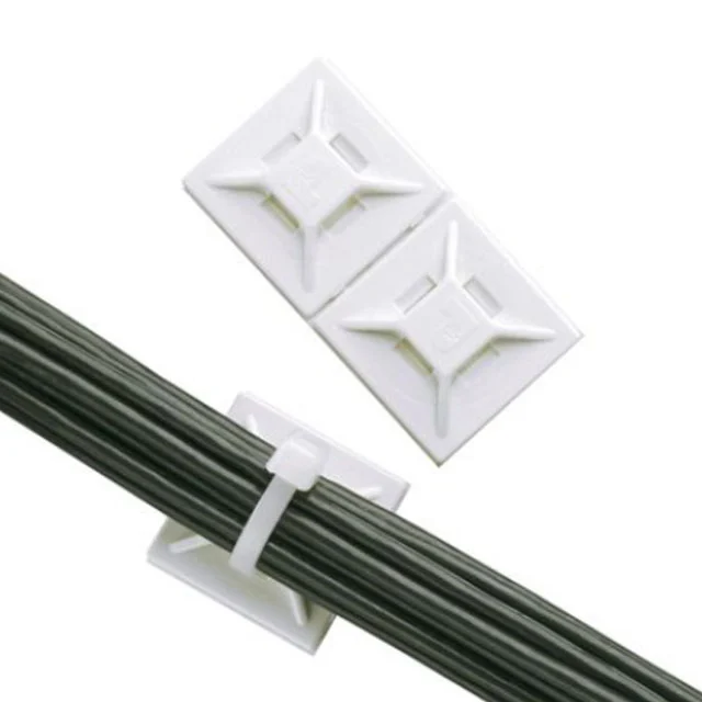 CABLE TIE HLDR QUAD ADHESIVE WHT