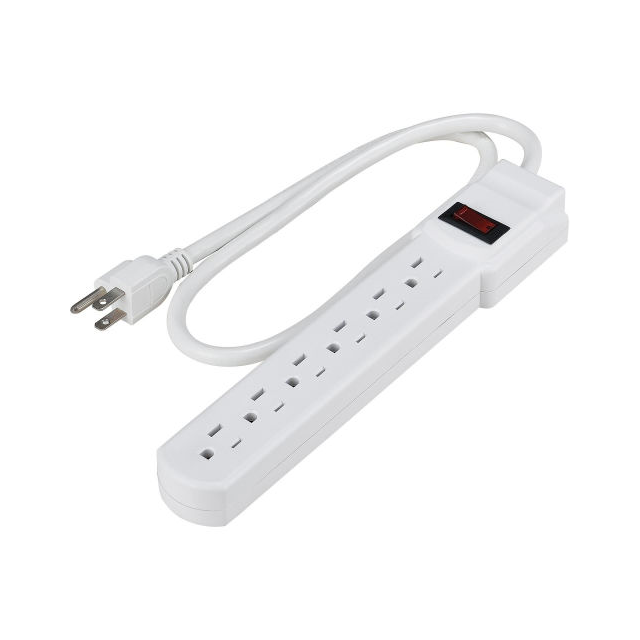 6 OUTLET POWER STRIP, 2.5' CORD, 6 OUTLET POWER STRIP, 2.5' CORD,