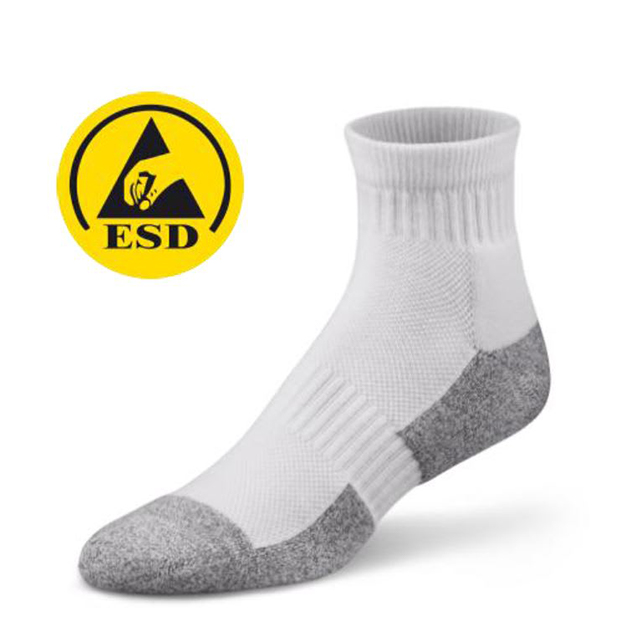 SOCKS POLY GRY/WHT MED