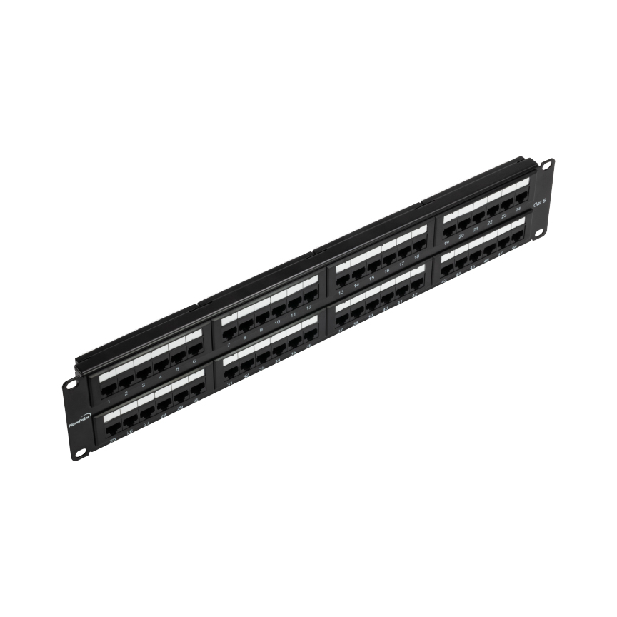 48-Port CAT6 Patch Panel,2U, Bla