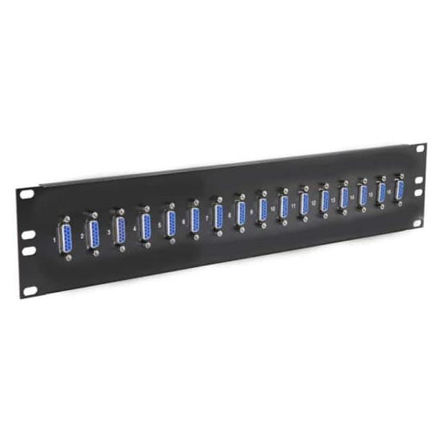 DB15 Feedthru Panel,Loaded,16Por