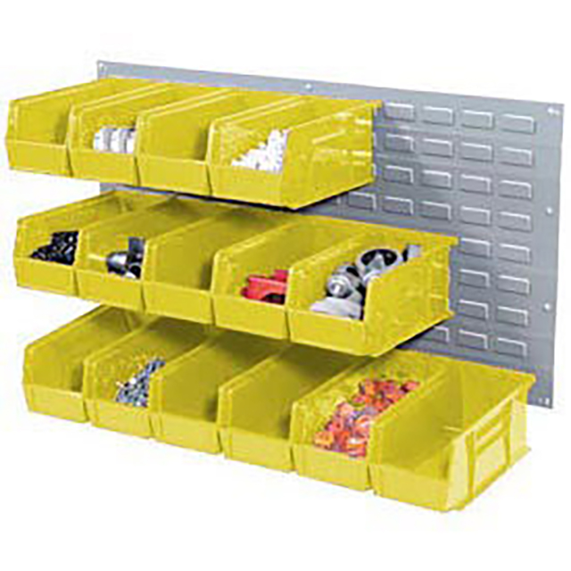 WALL BIN RACK W/18 YELLOW BINS,
