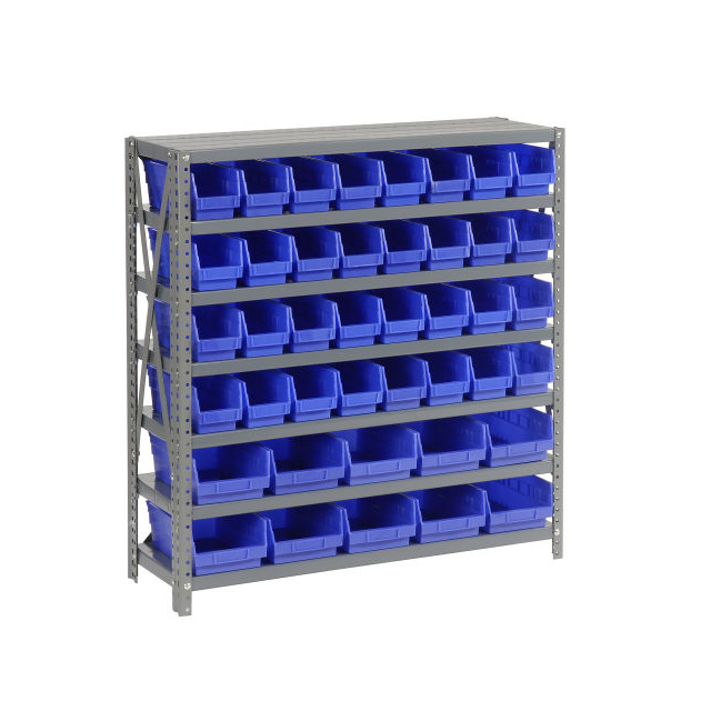 7 SHELF STEEL SHELVING W/(42) 4"