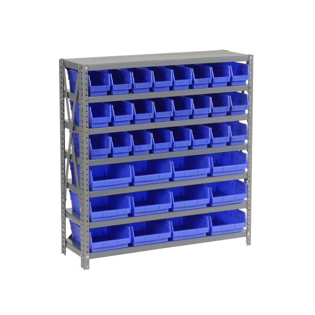 7 SHELF STEEL SHELVING W/(36) 4"