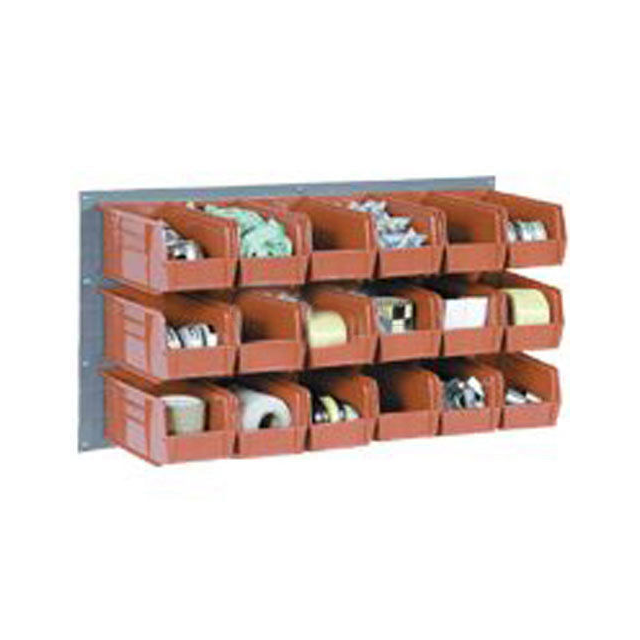 WALL BIN RACK W/32 RED BINS, 36X