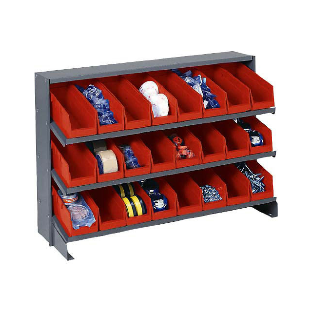 3 SHELF BENCH RACK, (24) 4"W RED