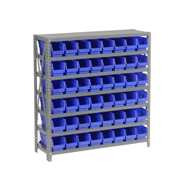 7 SHELF STEEL SHELVING W/(48) 4"