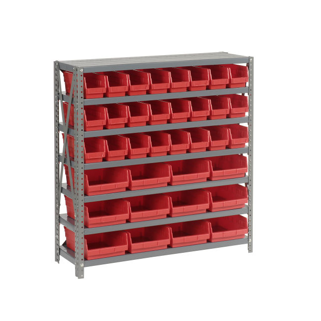 7 SHELF STEEL SHELVING W/(36) 4"