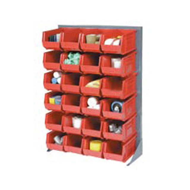 LOUVERED BIN RACK W/(48) RED STA