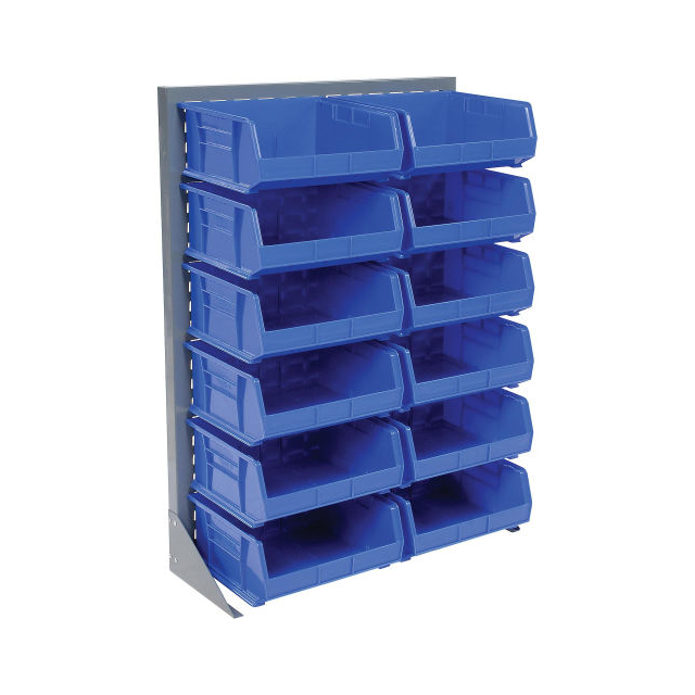 LOUVERED BIN RACK W/(12) BLUE ST