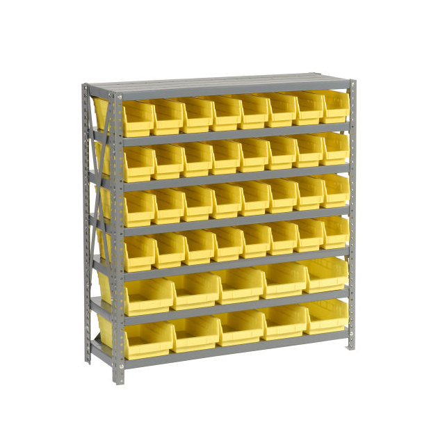 7 SHELF STEEL SHELVING W/(42) 4"