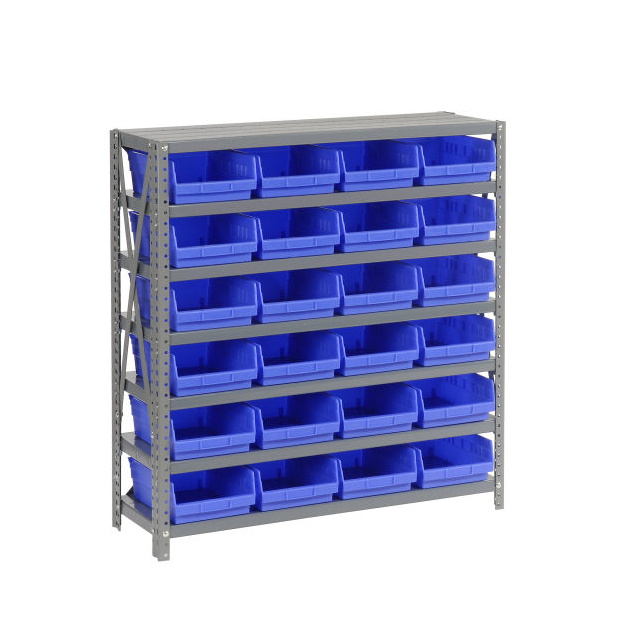 7 SHELF STEEL SHELVING W/(24) 4" 7 SHELF STEEL SHELVING W/(24) 4"