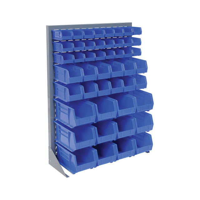LOUVERED BIN RACK W/(24) BLUE ST
