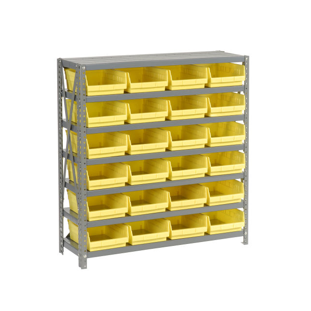 7 SHELF STEEL SHELVING W/(24) 4" 7 SHELF STEEL SHELVING W/(24) 4"