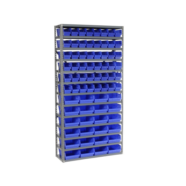 13 SHELF STEEL SHELVING W/(72) 4