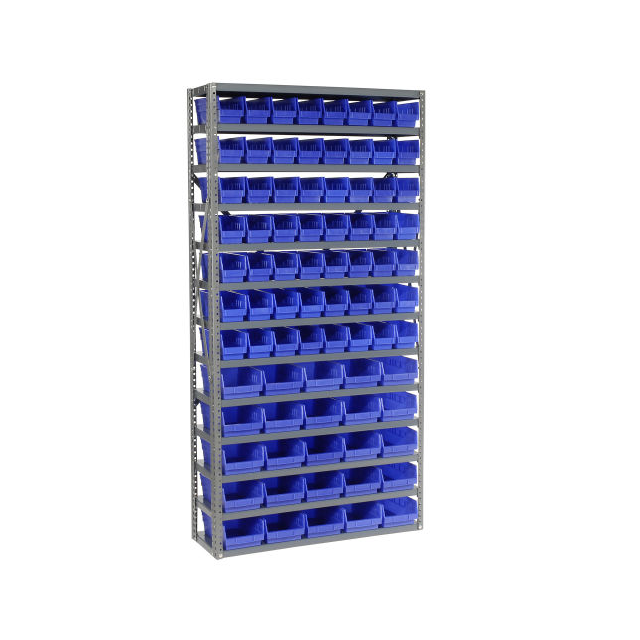 13 SHELF STEEL SHELVING W/(81) 4