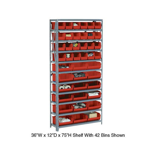 OPEN BIN SHELVING W/10 SHELVES &