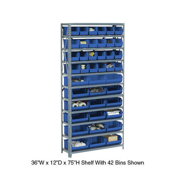 OPEN BIN SHELVING W/10 SHELVES &