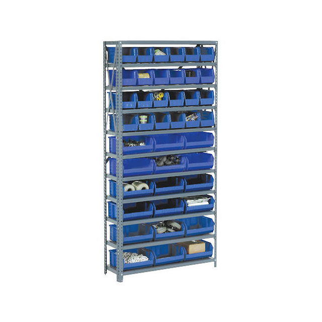 OPEN BIN SHELVING W/10 SHELVES &