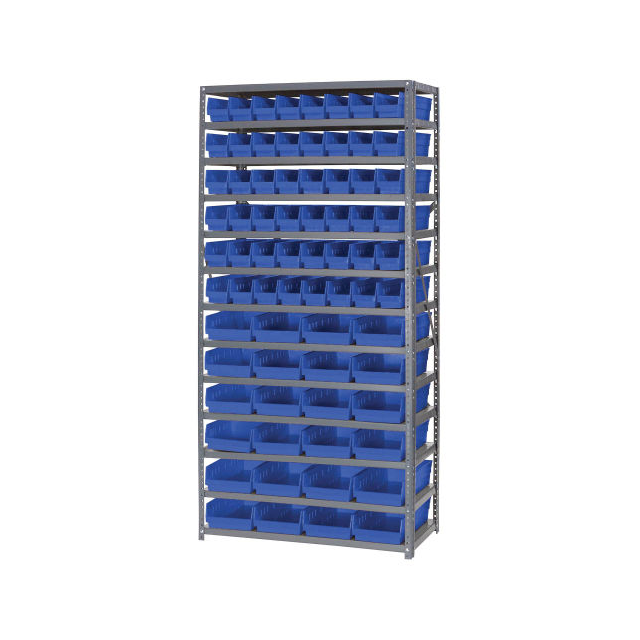 13 SHELF STEEL SHELVING W/(72) 4