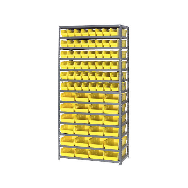 13 SHELF STEEL SHELVING W/(72) 4