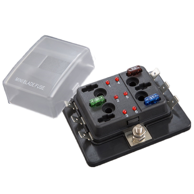 MINI FUSE BLOCK, 6 POLE LED
