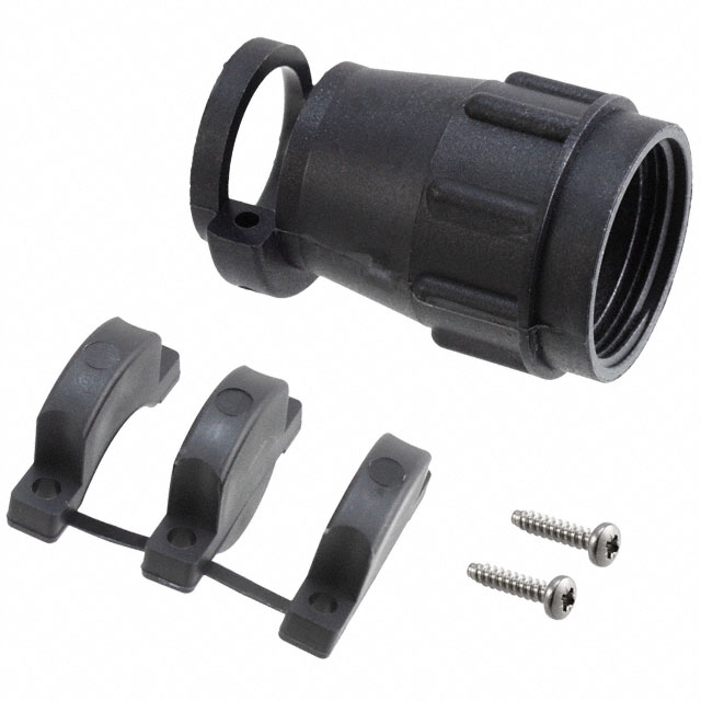 CONN BACKSHELL W/CLMP SZ16 BLACK