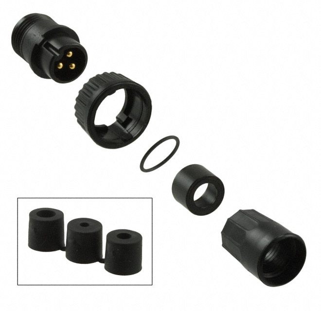 CONN PLUG MALE 3P GOLD SLDR CUP