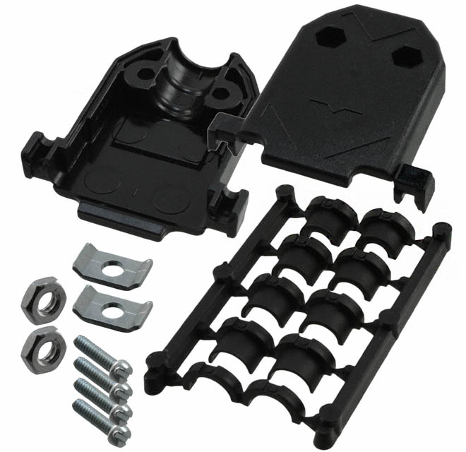 CONN BACKSHELL 15POS 180DEG BLK