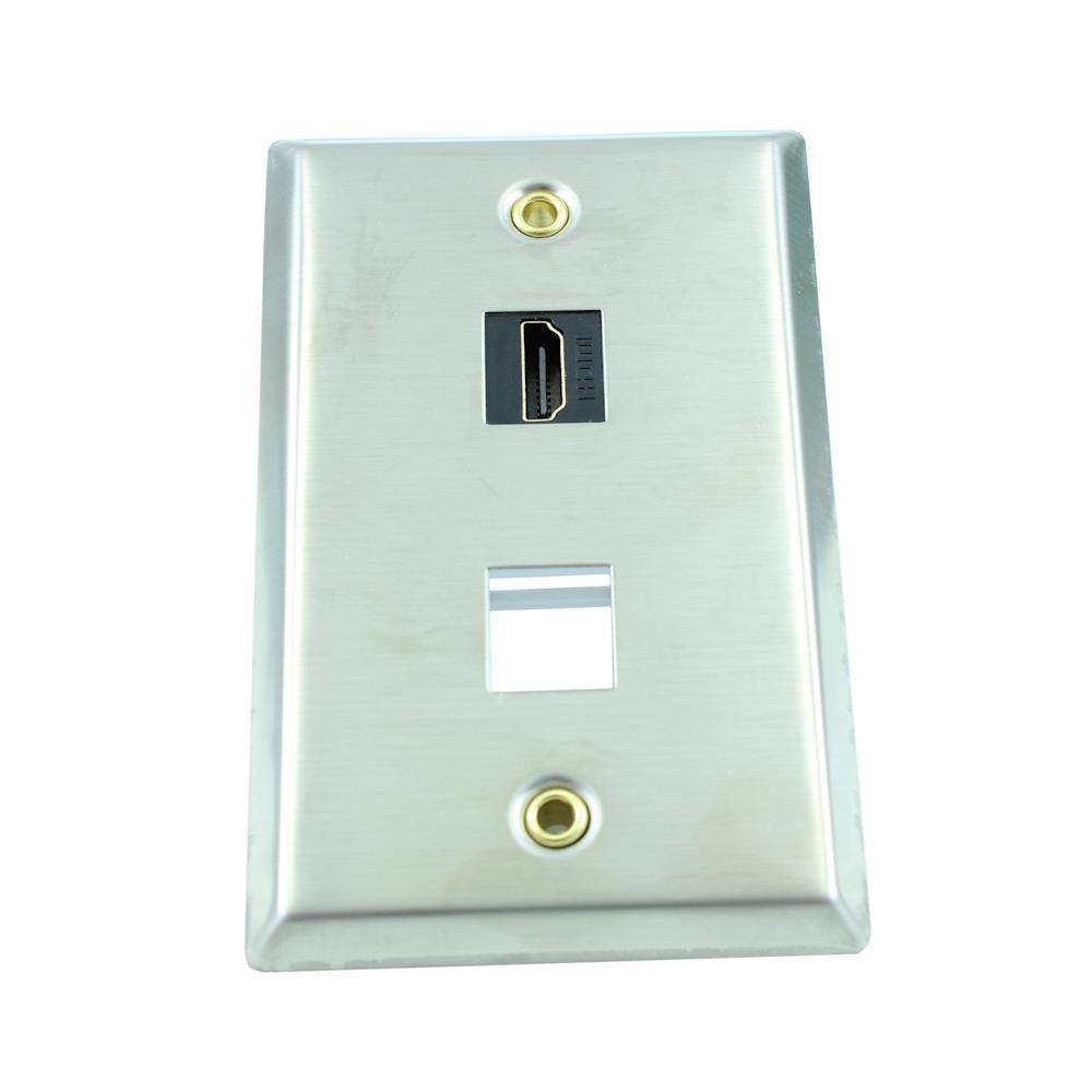 Wallplate: Keyston HDMI+1H Stain