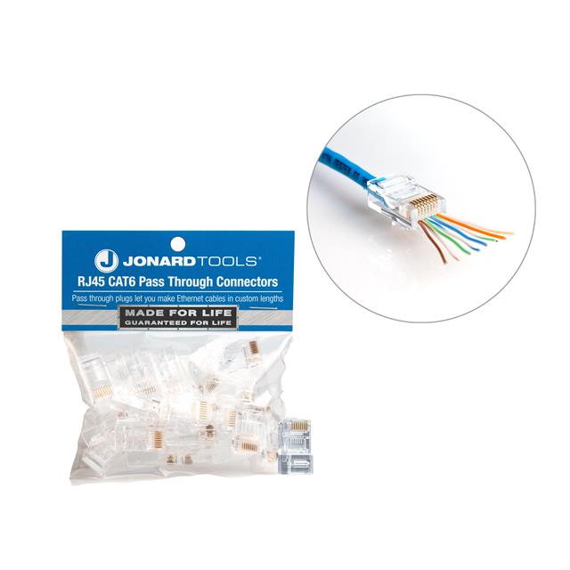 CAT6 RJ45 PASS-THRU CONN 25/PK