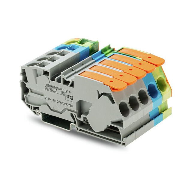 TERM BLK 10POS BLUE/GRAY/GRN/YLW