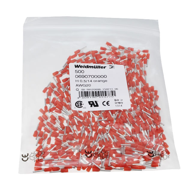 CONN FERRULE 20AWG ORNGE