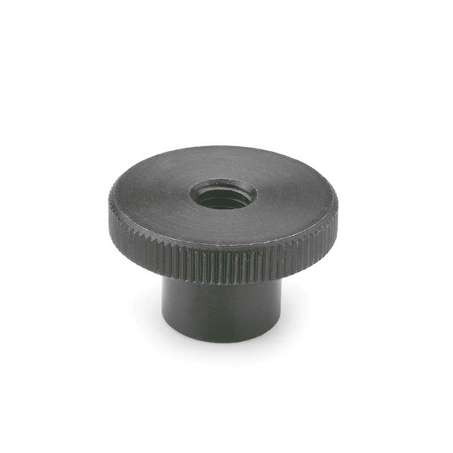 STEEL KNURLED NUT, THRU HOLE