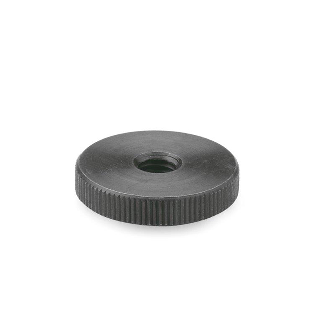 STEEL FLAT KNURLED NUT THRU HOLE