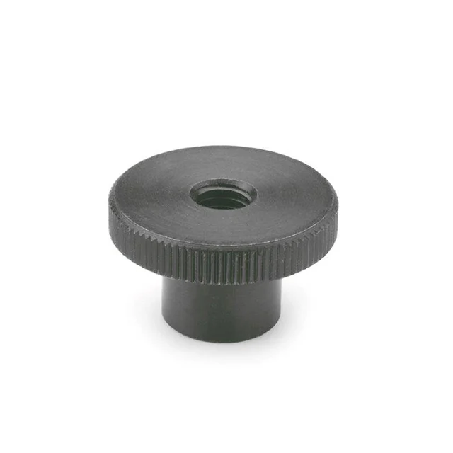 STEEL KNURLED NUT, THRU HOLE