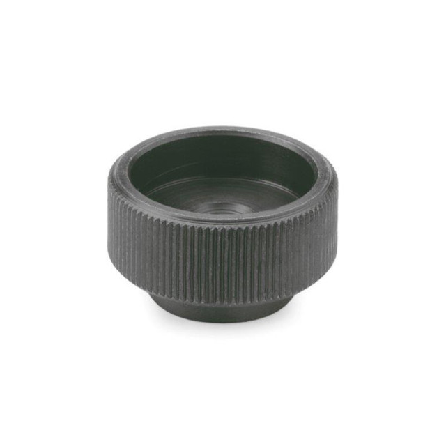 STEEL KNURLED NUT, TAPPED HOLE