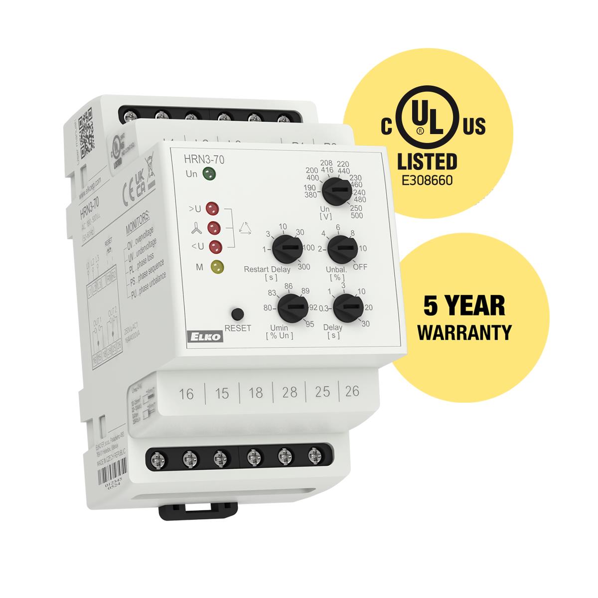 DIN 3P VOLT MON ADJUST 190-500V